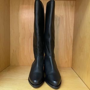 NEW **Aquatalia** Geovanna Black Leather Zip Tall Boots 7M